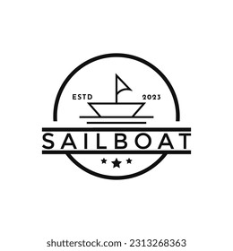 vintage retro sailboat logo design idea