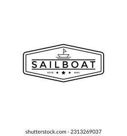 vintage retro sailboat logo design idea