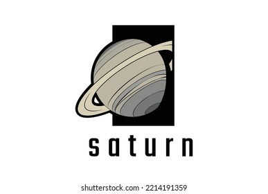 Vintage Retro Saturn Planet Symbol for Space Science Logo Design Vector
