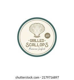 vintage retro scallops label logo design