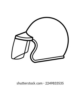 Vintage Retro Scooter Helmet Vector Icon Illustration
