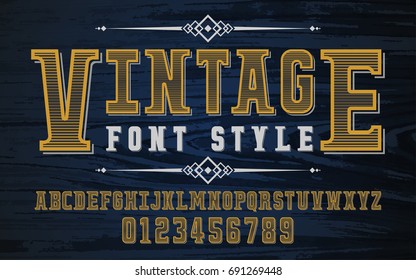 Vintage And Retro Set Bold Style Classic.Decorative Alphabet Vector Fonts And Numbers.Typography Design For Headlines, Labels, Posters, Logos, Cover, Etc.