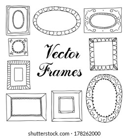 Vintage retro set of hand drawn vector frames