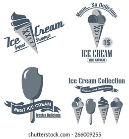 Vintage Retro set label and emblem of Ice Cream