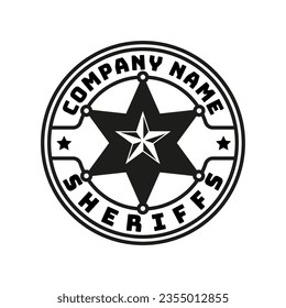 Vintage Retro Sheriff Star Ranger Badge Emblem Country Western Cowboy logo design.