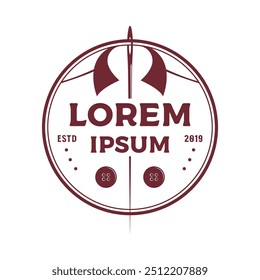 Camisa Retro Vintage com agulha e fio para costura Tailoring ou moda emblema emblema logotipo logotipo logotipo Design Vetor