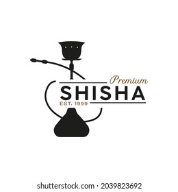 Vintage Retro Shisha Hookah Logo. Lounge Bar Sign. Premium and Luxury Logo Template