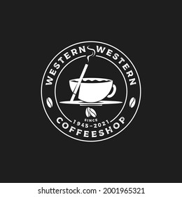 vintage retro silhouette coffee shop emblem label badge stamp logo with coffee beans and cigarette