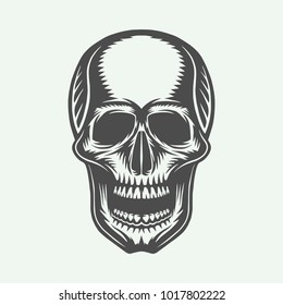 Vintage retro skull. Graphic Art. Vector Illustration.
