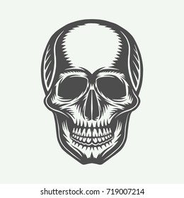 Vintage retro skull. Graphic Art. Vector Illustration.