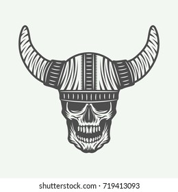 Vintage retro skull. Graphic Art. Vector Illustration.

