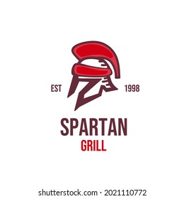 vintage retro spartan grill,Barbecue,Barbeque Label stamp Logo design vector
