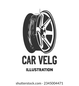 Vintage Retro Sport Car Rim Wheel for Garage Workshop Illustration Vector