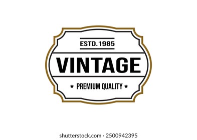 Vintage Retro Stamp Label Logo Design, Vintage Frame Logo. Antique Label.