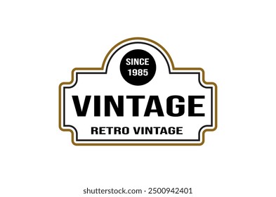 Vintage Retro Stempel Logo Design, Vintage Rahmen Logo. Antikes Etikett.