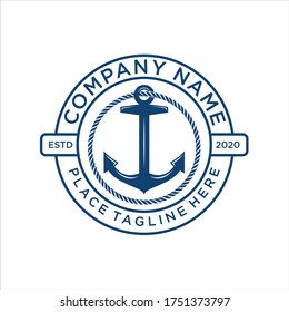 Vintage Retro Stamp logo design for boat ship navy nautical transport