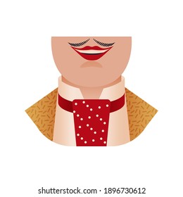 Vintage Retro Sticker. Modern Flat Vector Concept Illustrations. Parts of Face. Mouth, Mustache, Lips, Chin, Cheeks, Neck Icon. Social Media Ads.