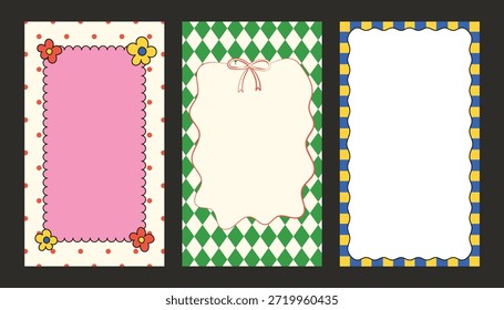 Conjunto de Vector de fondo de historia retro de Antiguas con coloridas Formas de estilo pop extravagante diseño abstracto juguetón perfecto para carteles Plantillas de redes sociales y diseños creativos