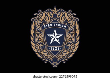 Vintage Retro Strong Bold Texas Star Badge Emblem Label Logo Design