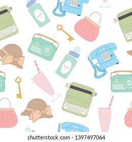 vintage retro stuff seamless pattern