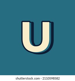 Vintage Retro Style Alphabet Letter U Logo Vector with Uppercase Font Template Element