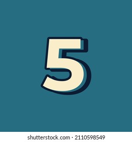 Vintage Retro Style Alphabet Number 5 Logo Vector with Uppercase Font Template Element