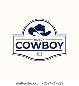 Vintage and Retro Style Cowboy Hat Silhouette Logo Illustration Suitable for Accessories, Cowboy Lover Community, Rural Business.