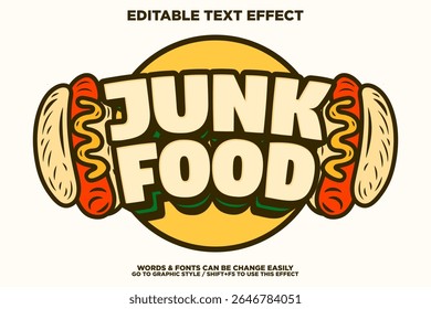 vintage retro style editable text effect with two hotdog illustration for store banner or poster