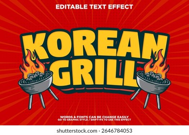 vintage retro style editable text effect with BBQ grill for store banner or poster