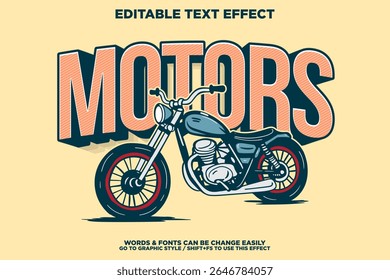 vintage retro style editable text effect with vintage bike illustration for poster or POD project