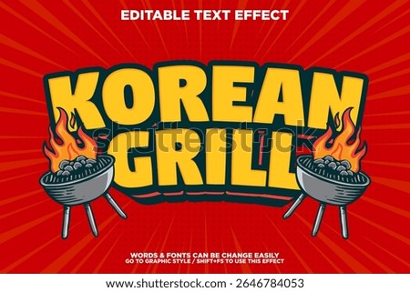 vintage retro style editable text effect with BBQ grill for store banner or poster