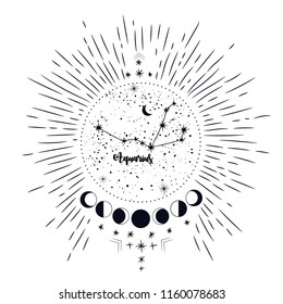 vintage retro vintage style engraving. horoscope , constellation , zodiac , space, star, vector illustration