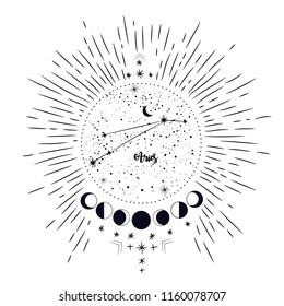 vintage retro vintage style engraving. horoscope , constellation , zodiac , space, star, vector illustration