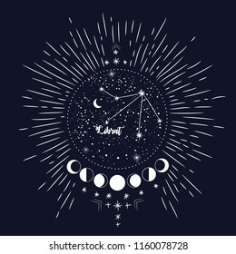 vintage retro vintage style engraving. horoscope , constellation , zodiac , space, star, vector illustration