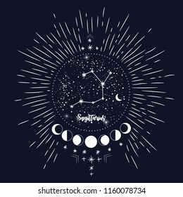 vintage retro vintage style engraving. horoscope , constellation , zodiac , space, star, vector illustration