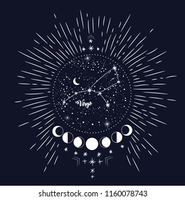 vintage retro vintage style engraving. horoscope , constellation , zodiac , space, star, vector illustration