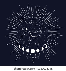 vintage retro vintage style engraving. horoscope , constellation , zodiac , space, star, vector illustration