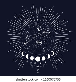 vintage retro vintage style engraving. horoscope , constellation , zodiac , space, star, vector illustration