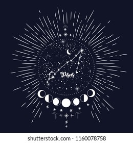 vintage retro vintage style engraving. horoscope , constellation , zodiac , space, star, vector illustration