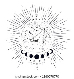 vintage retro vintage style engraving. horoscope , constellation , zodiac , space, star, vector illustration