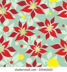 Vintage retro style flowers seamless pattern. Hippie, seventies inspired style.