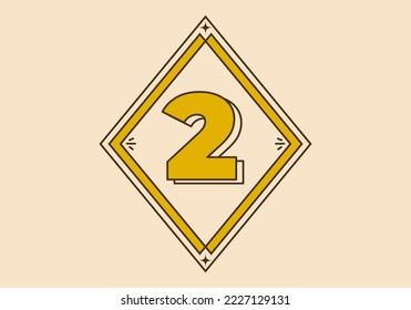 Vintage retro style frame design with number two on it