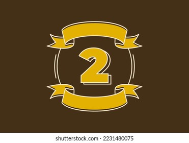 Vintage retro style frame design with number two on it