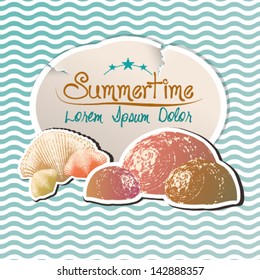 Vintage Retro Style greeting card with Sea Shell Illustration