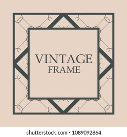 Vintage retro style invitation in Art Deco. Art deco border and frame. Creative template in style of 1920s. Vector illustration. EPS 10