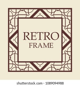 Vintage retro style invitation in Art Deco. Art deco border and frame. Creative template in style of 1920s. Vector illustration. EPS 10