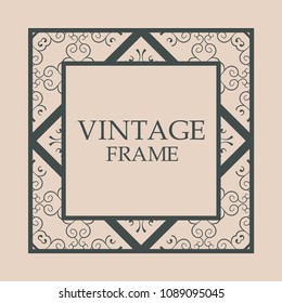 Vintage retro style invitation in Art Deco. Art deco border and frame. Creative template in style of 1920s. Vector illustration. EPS 10