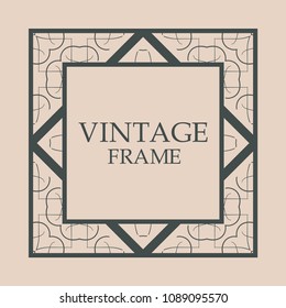 Vintage retro style invitation in Art Deco. Art deco border and frame. Creative template in style of 1920s. Vector illustration. EPS 10