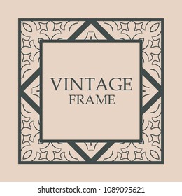 Vintage retro style invitation in Art Deco. Art deco border and frame. Creative template in style of 1920s. Vector illustration. EPS 10