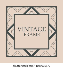 Vintage retro style invitation in Art Deco. Art deco border and frame. Creative template in style of 1920s. Vector illustration. EPS 10